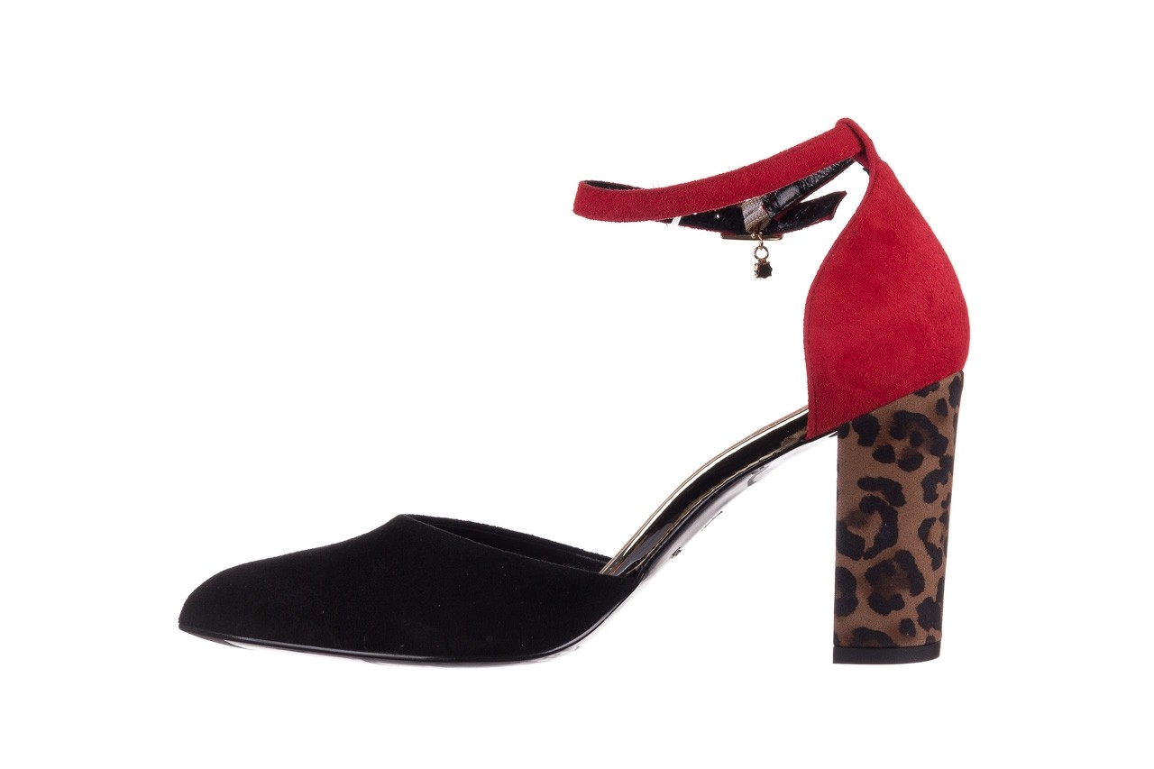 Sandały bayla-056 9196-21-28 czarny czerwony, skóra naturalna  - na obcasie - sandały - buty damskie - kobieta 9