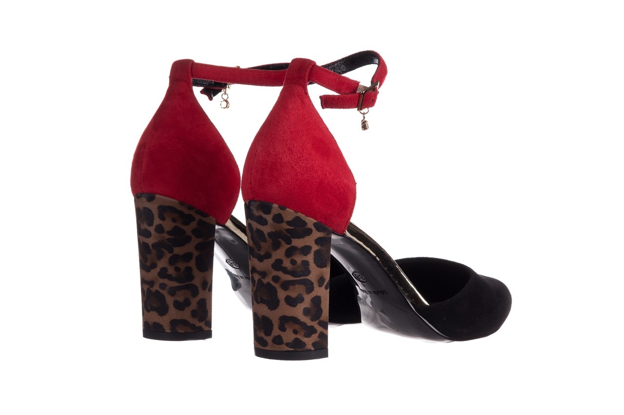 Sandały bayla-056 9196-21-28 czarny czerwony, skóra naturalna  - na słupku - czółenka - buty damskie - kobieta 10