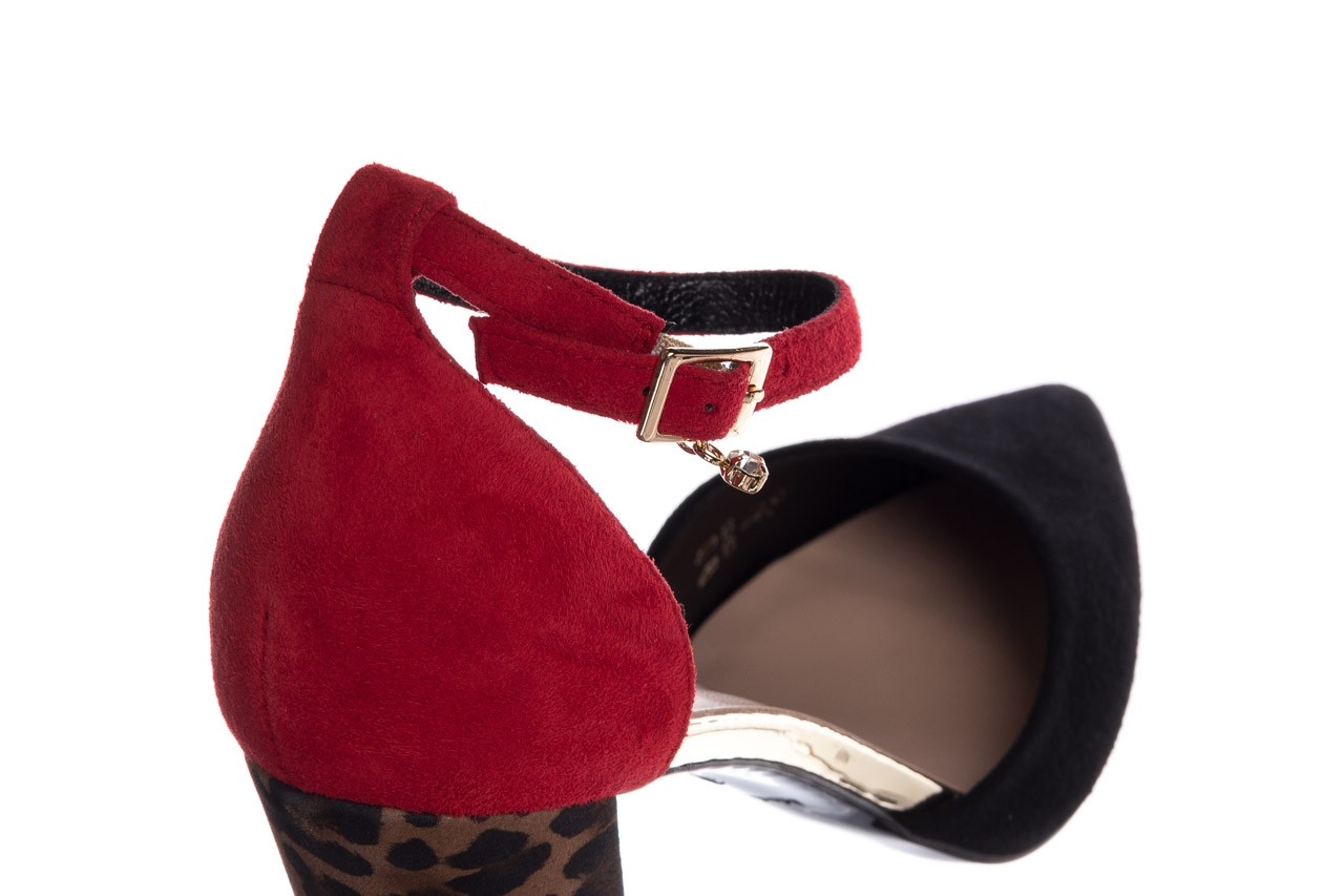 Sandały bayla-056 9196-21-28 czarny czerwony, skóra naturalna  - na słupku - czółenka - buty damskie - kobieta 12