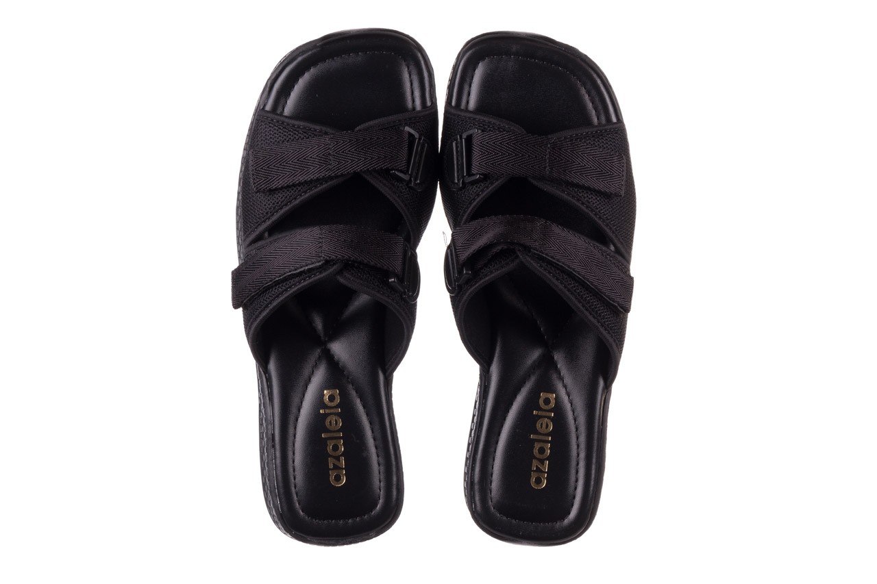 Klapki azaleia 321 291 black, czarny, materiał - na koturnie - klapki - buty damskie - kobieta 12