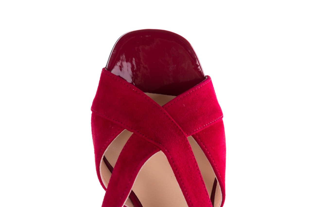 Sandały bayla-056 9205-1432 burgund zamsz, skóra naturalna  - na obcasie - sandały - buty damskie - kobieta 12