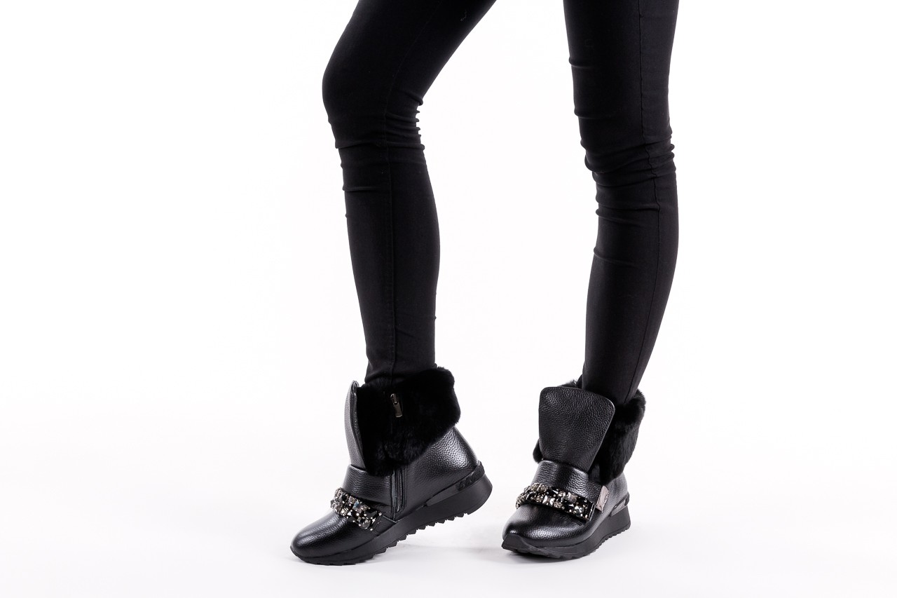 Botki bayla-155 496-176 black metalic, czarny, skóra naturalna  - obuwie sportowe - buty damskie - kobieta 19