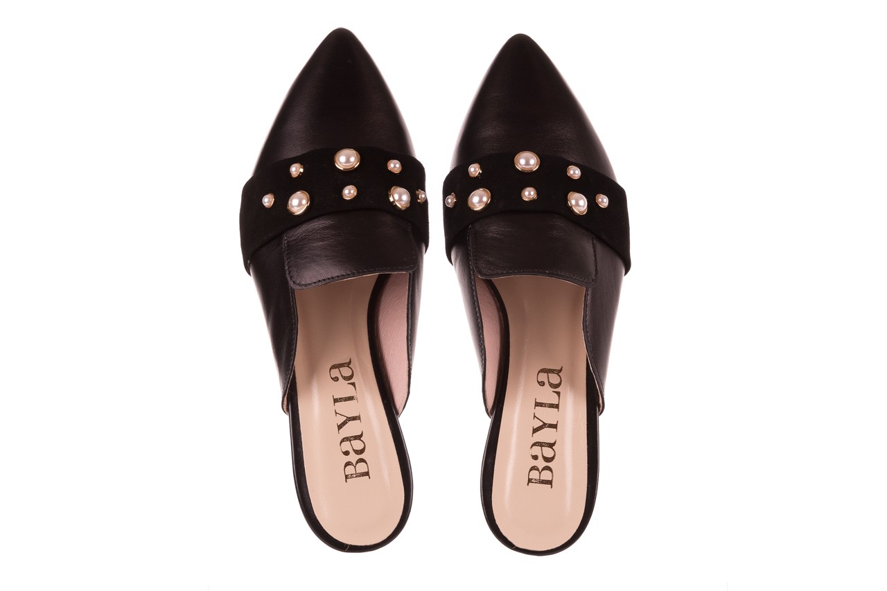 Klapki bayla-097 10 czarne klapki z perłami, skóra naturalna  - wygodne buty - trendy - kobieta 11