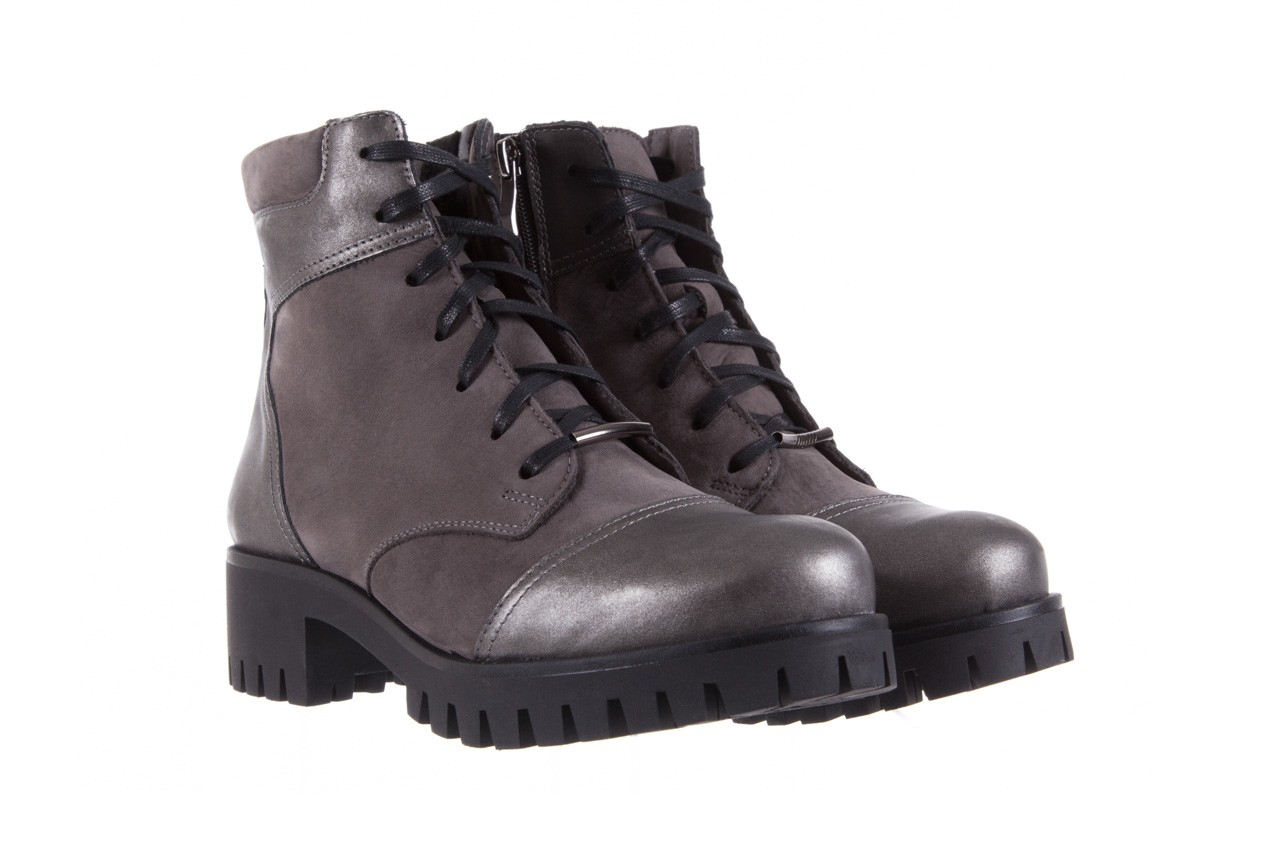 Trzewiki bayla-100 459 s szary p, skóra naturalna  - worker boots - trendy - kobieta 9
