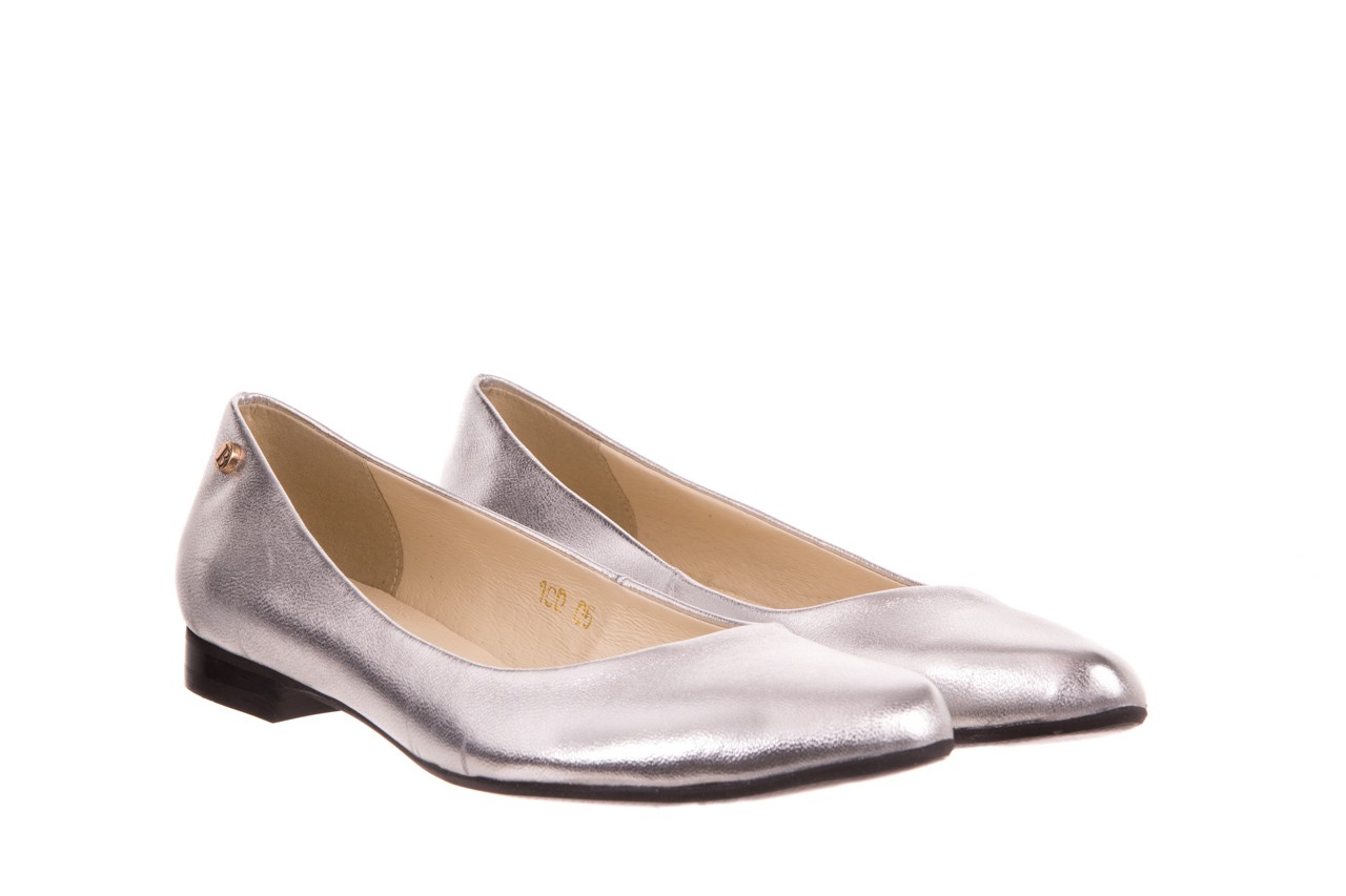 Baleriny bayla-160 100a srebrny, skóa naturalna  - ślubne - baleriny - buty damskie - kobieta 6