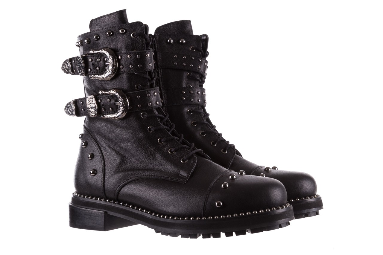 Trzewiki bayla-177 b58000 czarne trzewiki, skóra naturalna  - worker boots - trendy - kobieta 9
