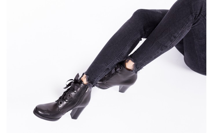 Botki bayla-172 m010 czarny, skóra naturalna  - sznurowane - botki - buty damskie - kobieta 3