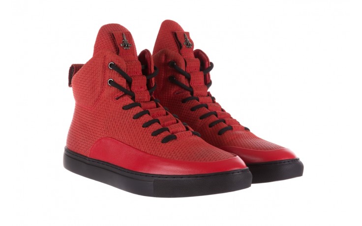 Sneakersy john doubare m7961-3 red, czerwony, skóra naturalna - wysokie - trampki - buty męskie - mężczyzna 1