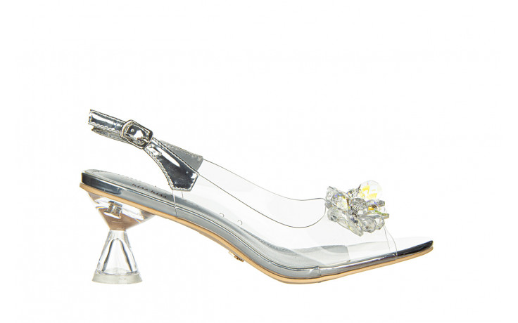Sandały sca'viola h-01 silver 047200, srebrny, silikon - na obcasie - sandały - buty damskie - kobieta