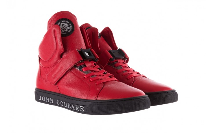 Sneakersy john doubare m78516b-3 red, czerwony, skóra naturalna - wysokie - trampki - buty męskie - mężczyzna 1
