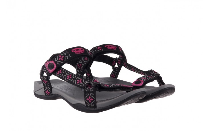 Sandały rock vinay black fuchsia, czarny/ róż, materiał - płaskie - sandały - buty damskie - kobieta 1