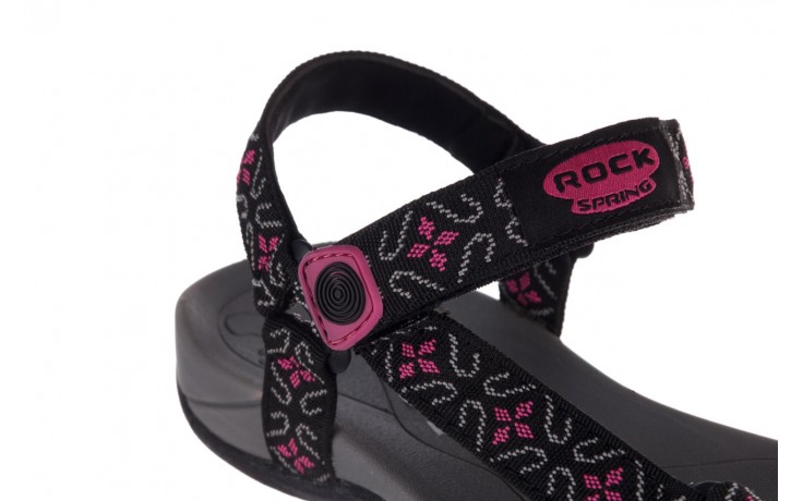 Sandały rock vinay black fuchsia, czarny/ róż, materiał - płaskie - sandały - buty damskie - kobieta 6