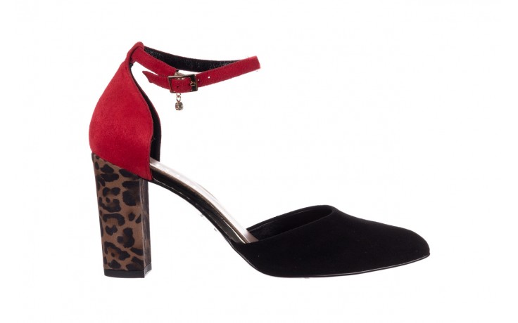 Sandały bayla-056 9196-21-28 czarny czerwony, skóra naturalna  - zamszowe - czółenka - buty damskie - kobieta