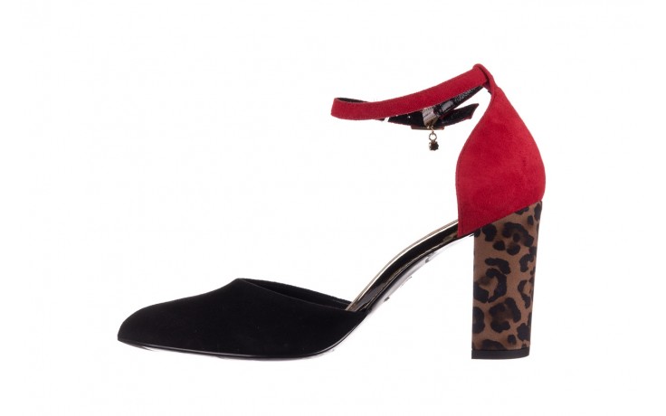 Sandały bayla-056 9196-21-28 czarny czerwony, skóra naturalna  - na słupku - czółenka - buty damskie - kobieta 2
