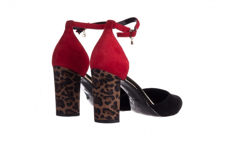 Sandały bayla-056 9196-21-28 czarny czerwony, skóra naturalna  - na słupku - czółenka - buty damskie - kobieta 3