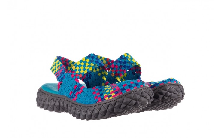 Sandały rock over sandal aqua-tutti frutti, niebieski, materiał - płaskie - sandały - buty damskie - kobieta 1