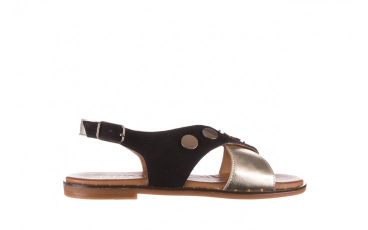Sandały bayla-176 117z czarny złoty, skóra naturalna  - płaskie - sandały - buty damskie - kobieta