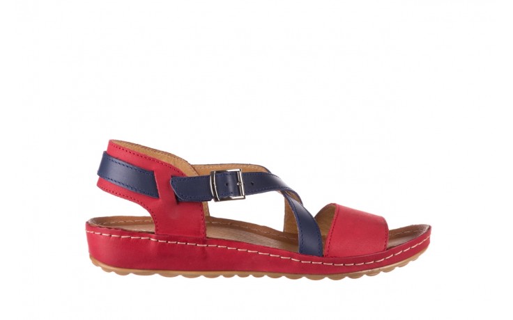 Sandały bayla-100 420 niebieski czerwony, skóra naturalna  - wygodne buty - trendy - kobieta