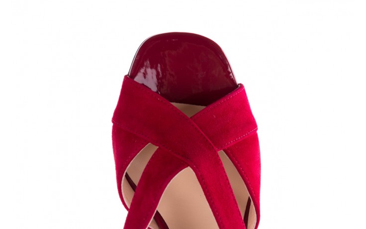 Sandały bayla-056 9205-1432 burgund zamsz, skóra naturalna  - na obcasie - sandały - buty damskie - kobieta 5