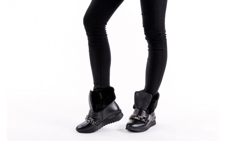 Botki bayla-155 496-176 black metalic, czarny, skóra naturalna  - obuwie sportowe - buty damskie - kobieta 8