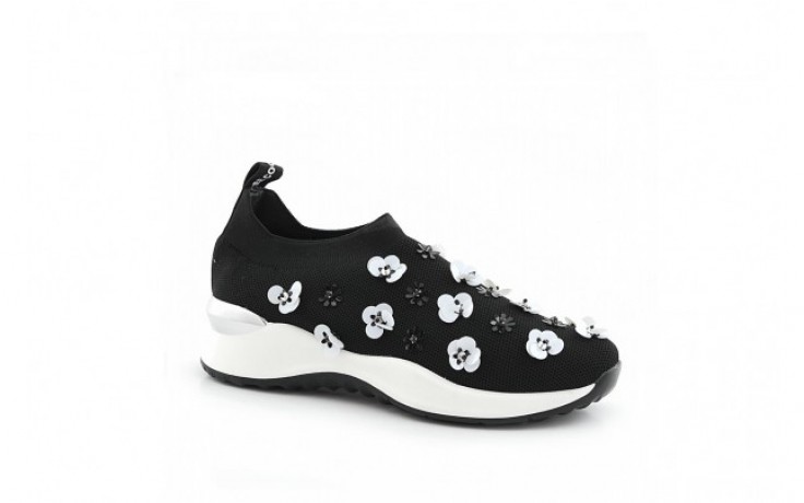 Sneakersy sca'viola b-143 black, czarny, materiał  - glitter shine - trendy - kobieta