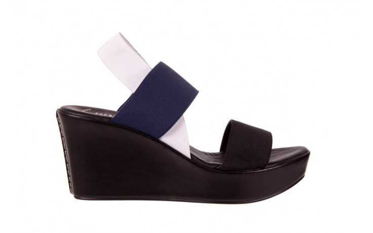 Sandały bayla-116 16157 black navy white, czarny/ granat/ biały, materiał  - na koturnie - sandały - buty damskie - kobieta