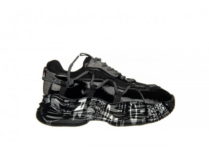 Sneakersy Sca'viola B-206 Black, Czarny, Skóra naturalna lakierowana 